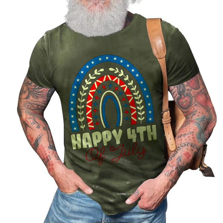 Happy 4Th Of July Celebration 4Th Of July Rainbow  3D Print Casual Tshirt
