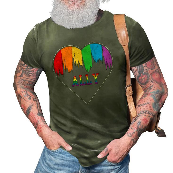 Hearts Lgbt Equality Love Lgbtq Rainbow Flag Gay Pride Ally 3D Print Casual Tshirt