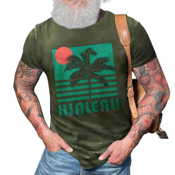 Hialeah Florida Vintage Souvenirs Palm Trees Beach 3D Print Casual Tshirt