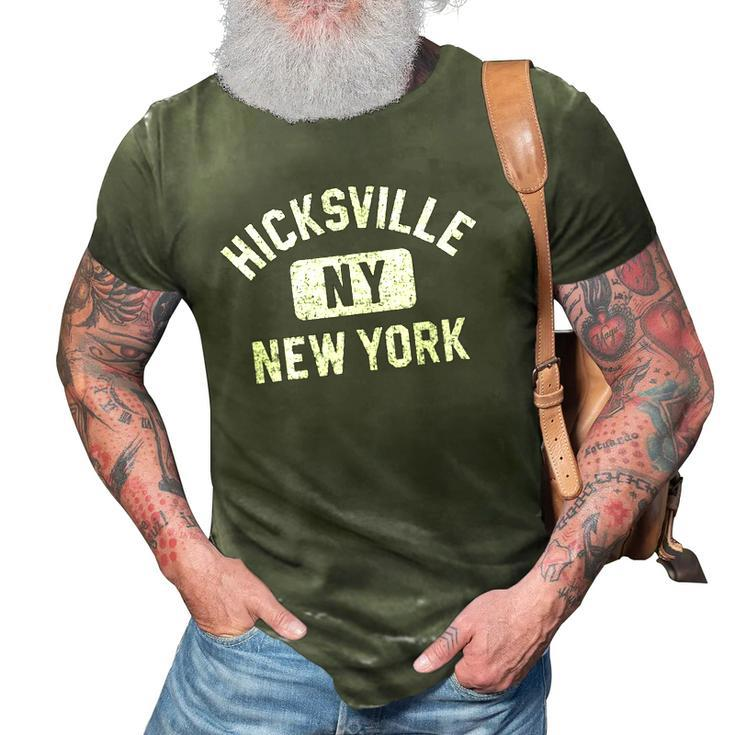 Hicksville Ny New York Gym Style Distressed White Print 3D Print Casual Tshirt