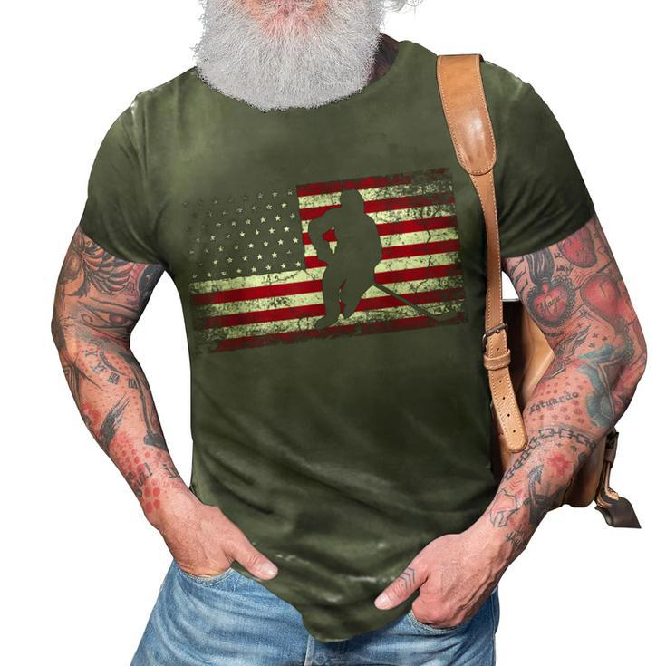 Hockey American Flag 4Th Of July Patriotic Usa Dad Men Son  3D Print Casual Tshirt