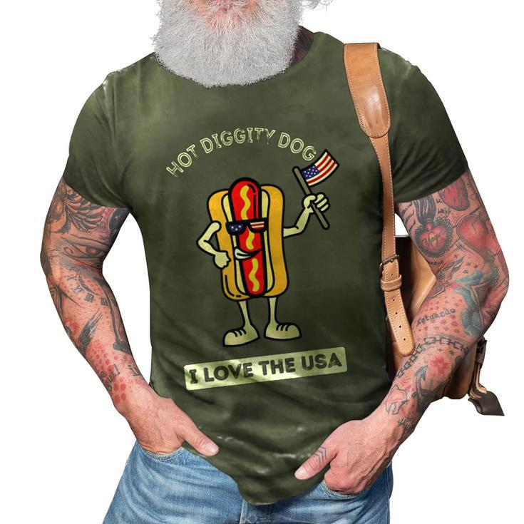Hot Diggity Dog July 4Th Patriotic Bbq Picnic Cookout Funny  3D Print Casual Tshirt