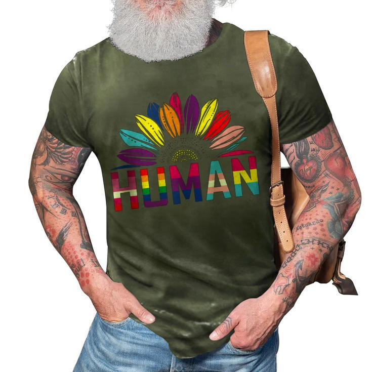 Human Lgbtq Month Pride Sunflower 3D Print Casual Tshirt