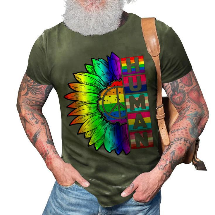Human Sunflower Lgbt Flag Gay Pride Month Proud Lgbtq  V3 3D Print Casual Tshirt