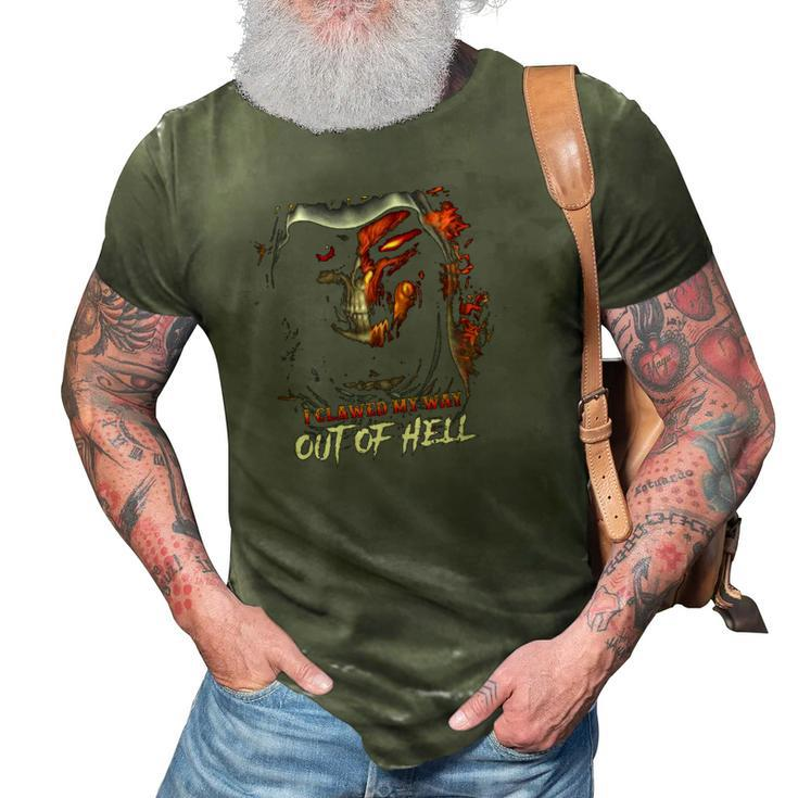 I Didnt From Heaven I Clawed My Way Out Of Hell Flaming Skull 3D Print Casual Tshirt