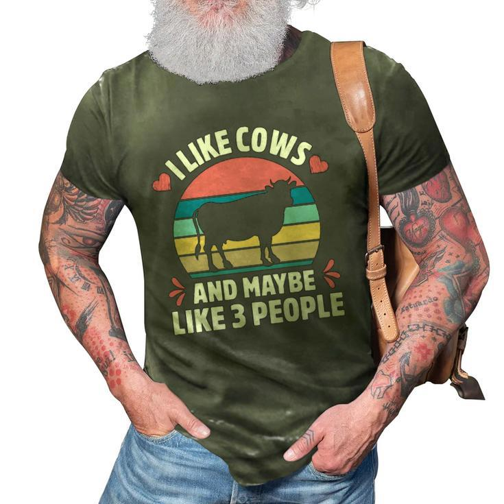 I Like Cows And Maybe Like 3 People Farm Farmer Cow Print  3D Print Casual Tshirt