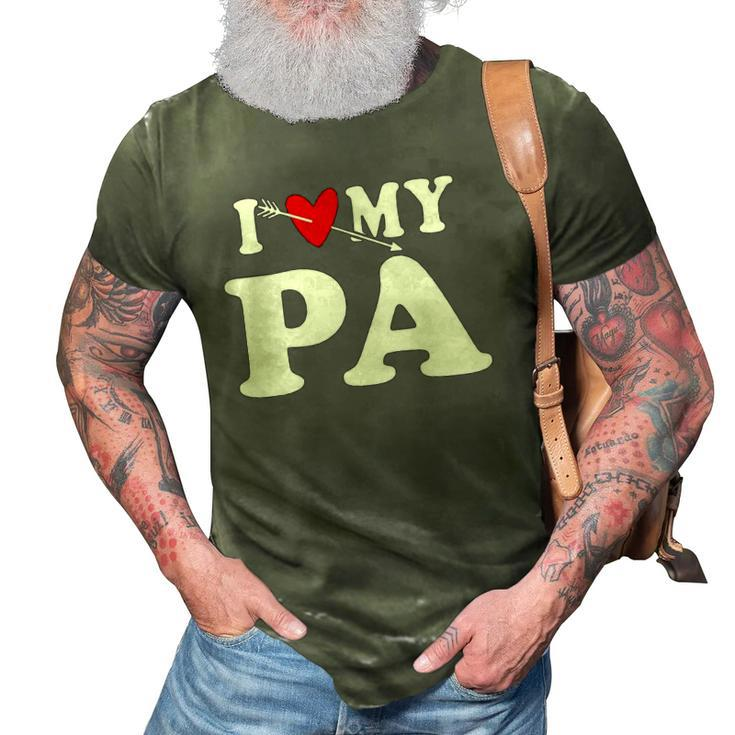 I Love My Pa With Heart Fathers Day Wear For Kid Boy Girl 3D Print Casual Tshirt