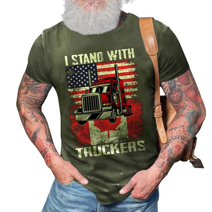 I Stand With Truckers - Truck Driver Freedom Convoy Support  3D Print Casual Tshirt