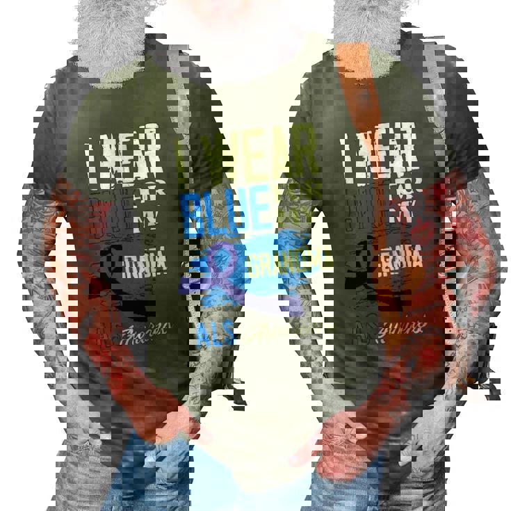 I Wear Blue For My Grandma Support Als Awareness 3D Print Casual Tshirt