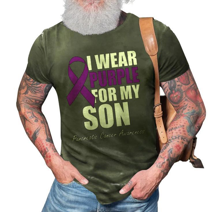 I Wear Purple For My Son Pancreatic Cancer Awareness 3D Print Casual Tshirt