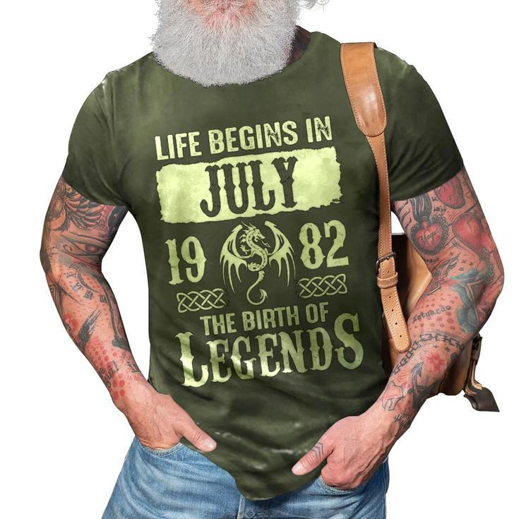 July 1982 Birthday   Life Begins In July 1982 3D Print Casual Tshirt