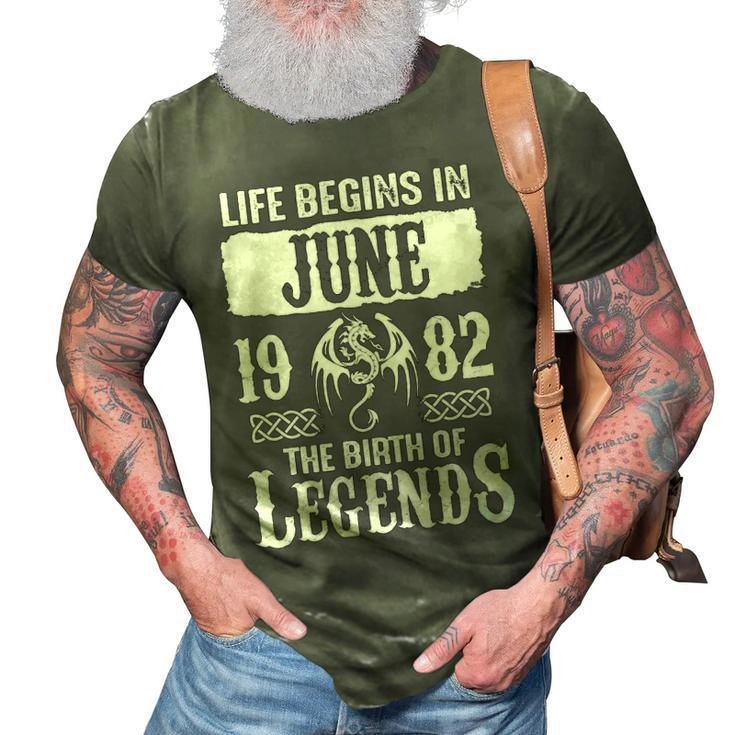 June 1982 Birthday   Life Begins In June 1982 3D Print Casual Tshirt