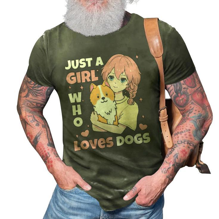 Just A Girl Who Loves Dogs Cute Corgi Lover Outfit & Apparel 3D Print Casual Tshirt
