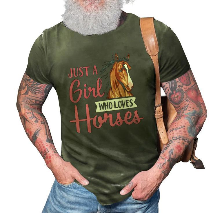 Just A Girl Who Loves Horses Cute Horseback Riding Lesson  3D Print Casual Tshirt