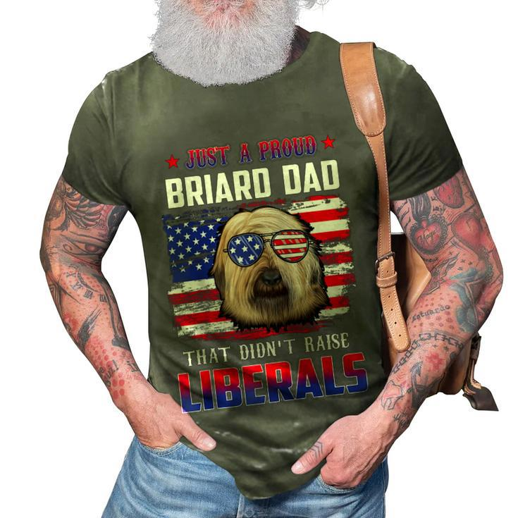 Just A Proud Briard Dad Merica Dog Patriotic 4Th Of July  3D Print Casual Tshirt