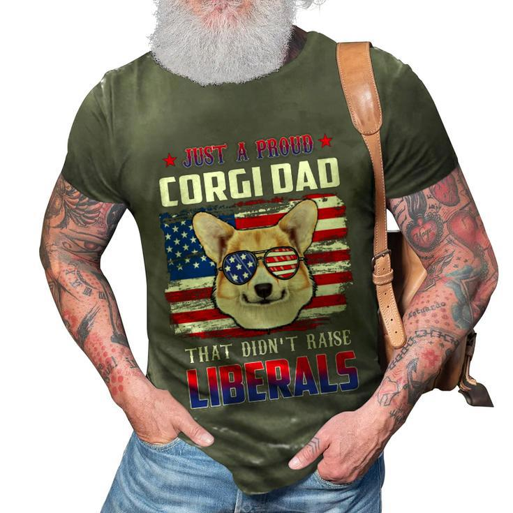 Just A Proud Corgi Dad Merica Dog Patriotic 4Th Of July   3D Print Casual Tshirt