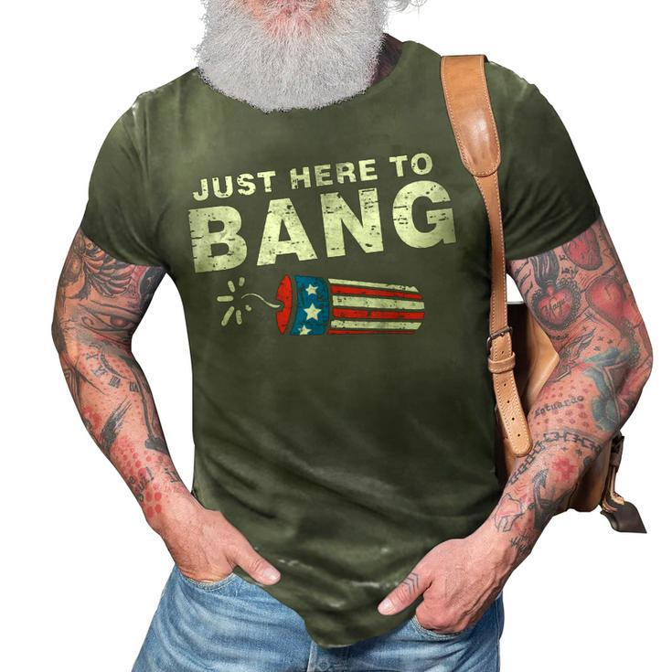 Just Here To Bang Funny Fireworks 4Th Of July Boys Men Kids  3D Print Casual Tshirt