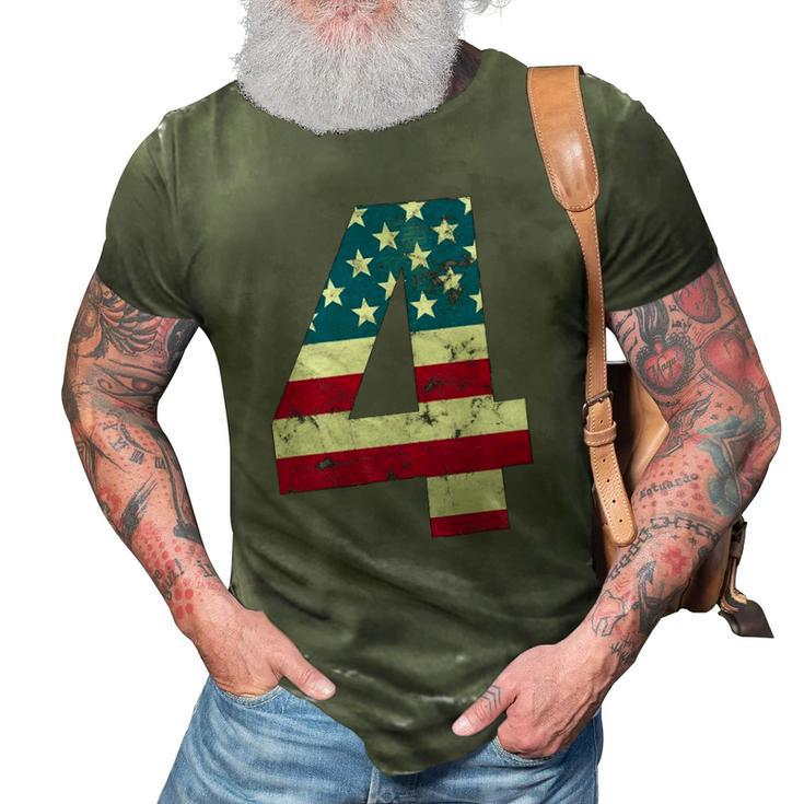 Kids Kids 4Th Birthday American Flag 4Th Of July 3D Print Casual Tshirt