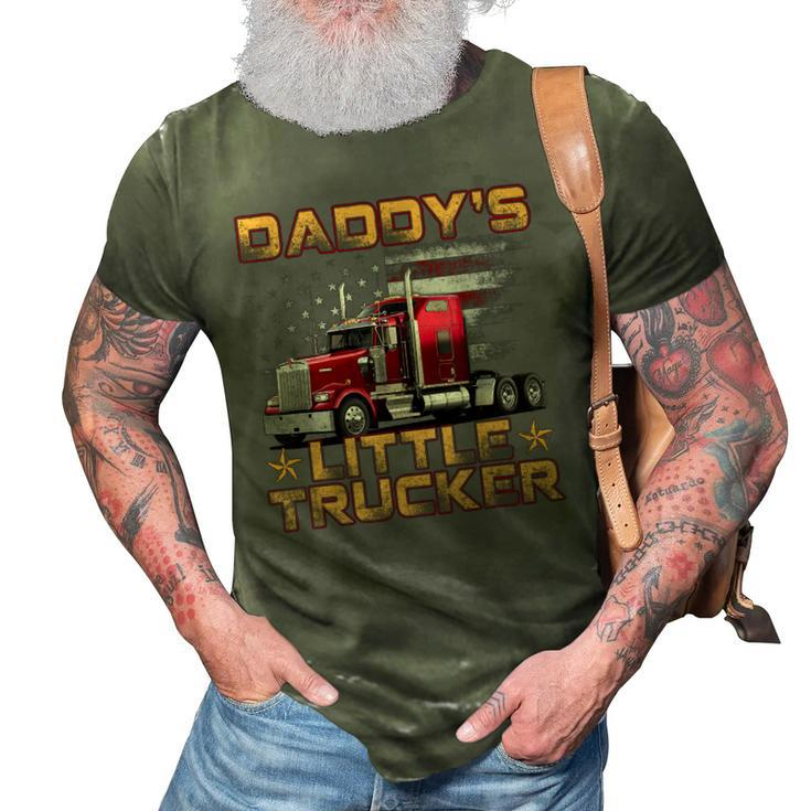 Kids Semi Truck Boys Gift Daddys Little Trucker Fathers Day  3D Print Casual Tshirt