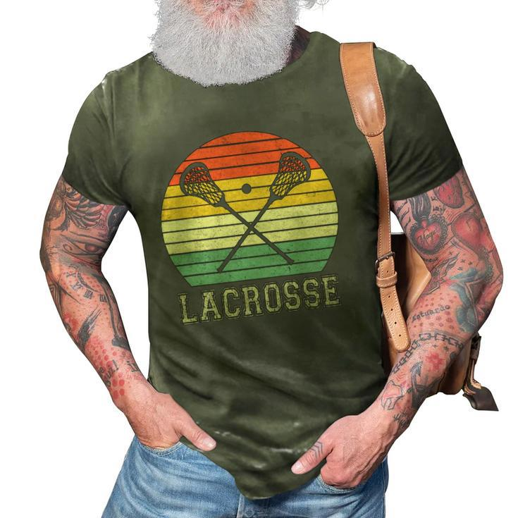 Lacrosse Vintage Retro Lacrosse Stick Sun Gifts 3D Print Casual Tshirt