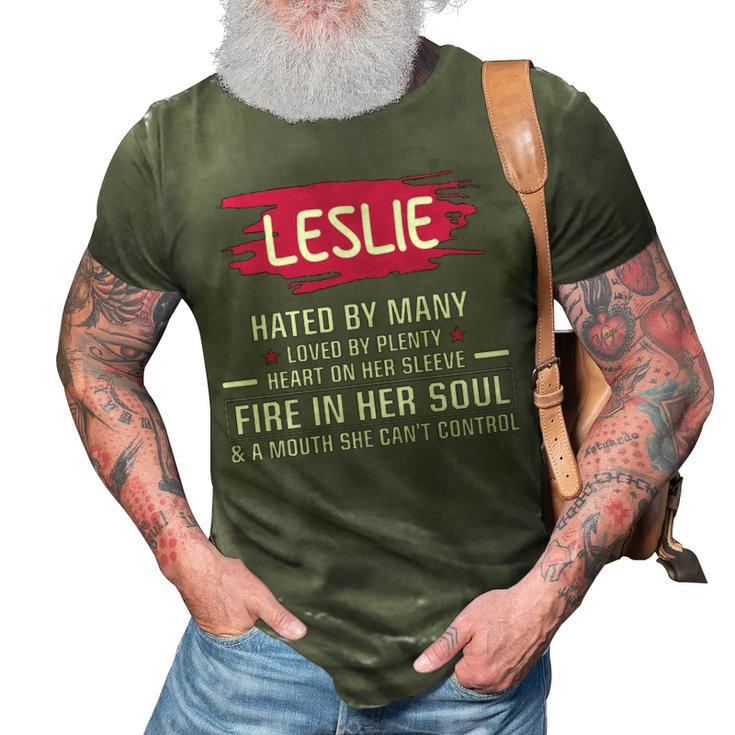 Leslie Name Gift   Leslie Hated By Many Loved By Plenty Heart On Her Sleeve 3D Print Casual Tshirt