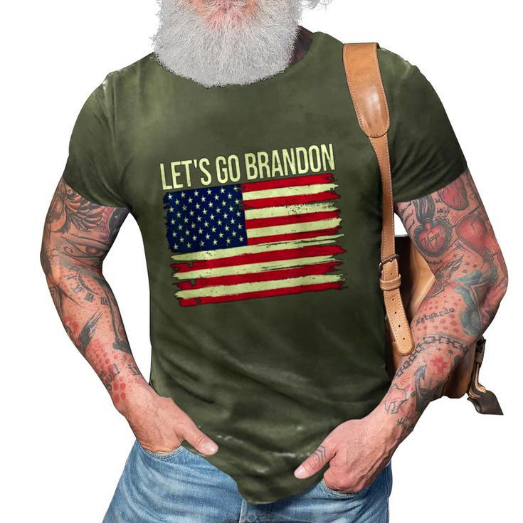 Lets Go Brandon American Flag Vintage Funny Anti Bien Club 3D Print Casual Tshirt
