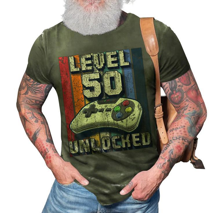 Level 50 Unlocked Video Game 50Th Birthday Gamer Boys  3D Print Casual Tshirt