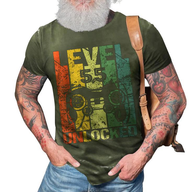 Level 55 Unlocked Awesome 1967 Video Game 55Th Birthday Gift  3D Print Casual Tshirt