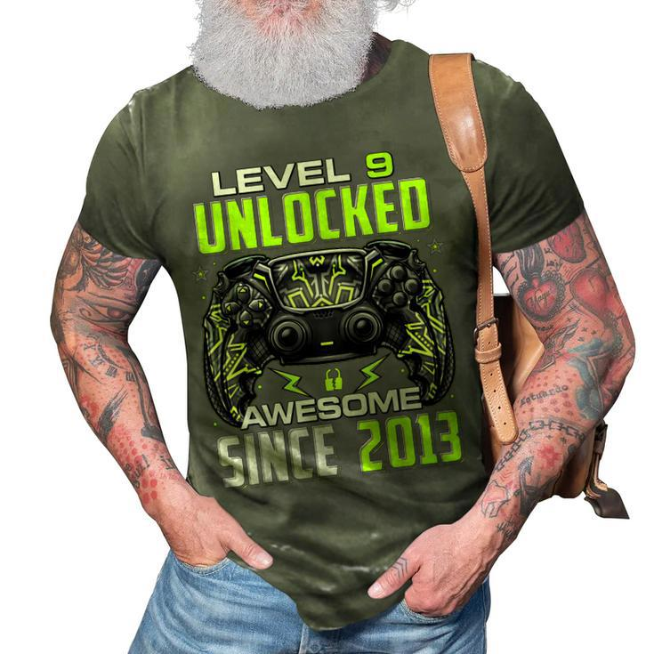 Level 9 Unlocked Awesome Since 2013 9Th Birthday Gaming  V8 3D Print Casual Tshirt