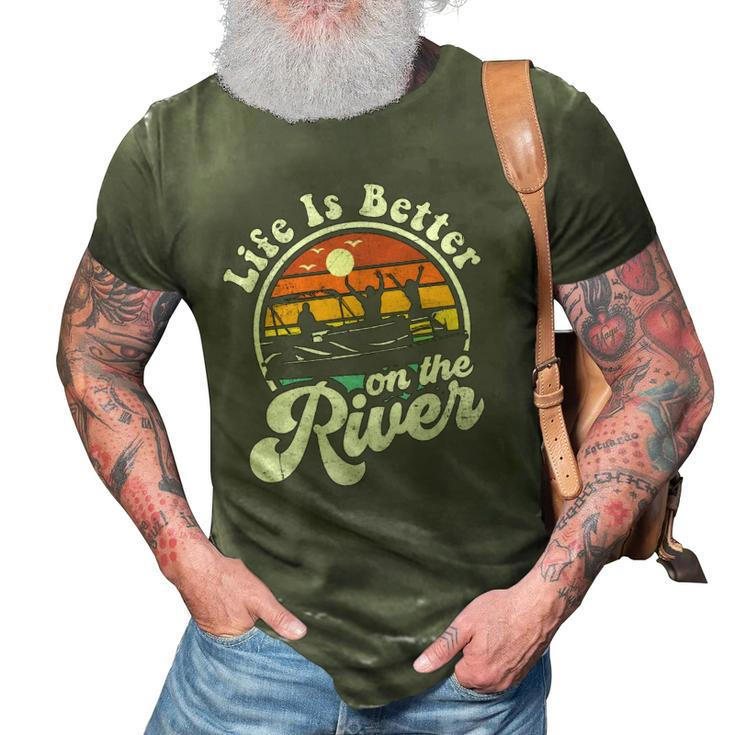 Life Is Better At The River Funny Pontoon Boat Boating Gift 3D Print Casual Tshirt