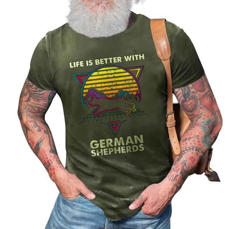 Life Is Better With German Shepherds 3D Print Casual Tshirt