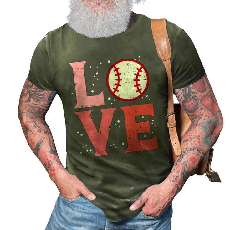 Love Baseball Cute Sports Fan Player Team Men Women Kids 3D Print Casual Tshirt