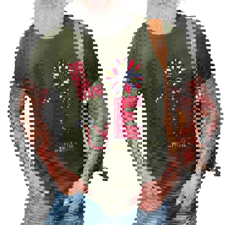 Love Heart Stethoscope Nurse Life 4Th Of July 2022 Women 3D Print Casual Tshirt