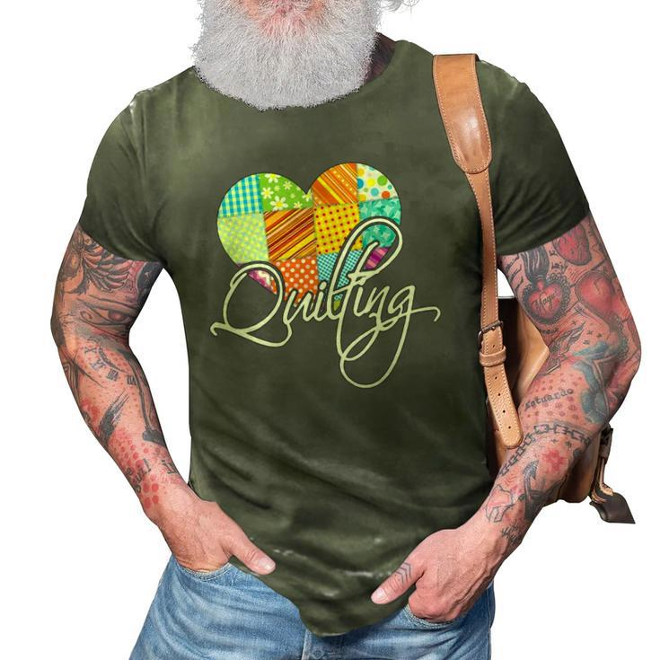 Love Quilting Heart Quilting 3D Print Casual Tshirt