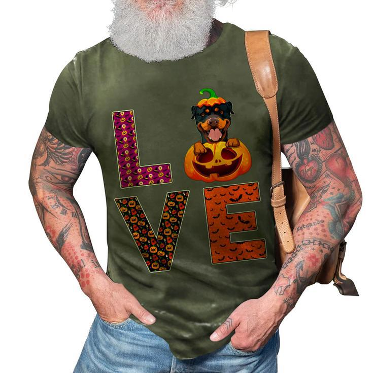 Love Rottweiler Halloween Costume Funny Dog Lover  3D Print Casual Tshirt