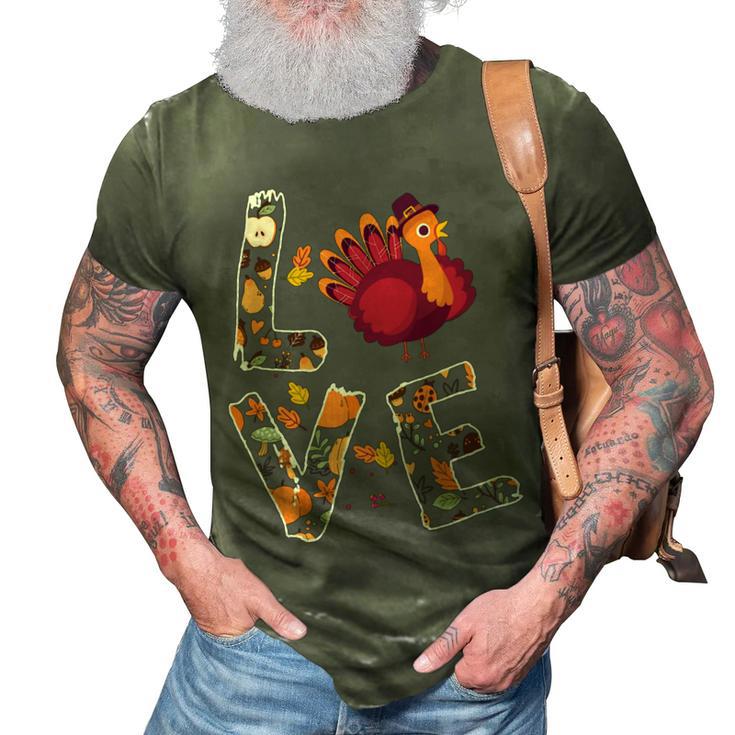 Love Turkey Thanksgiving Happy Fall 20 Shirt 3D Print Casual Tshirt