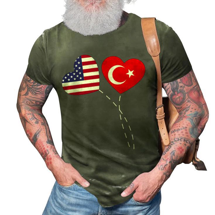 Loving Usa Turkey Flag Heart Turkish 13 Shirt 3D Print Casual Tshirt