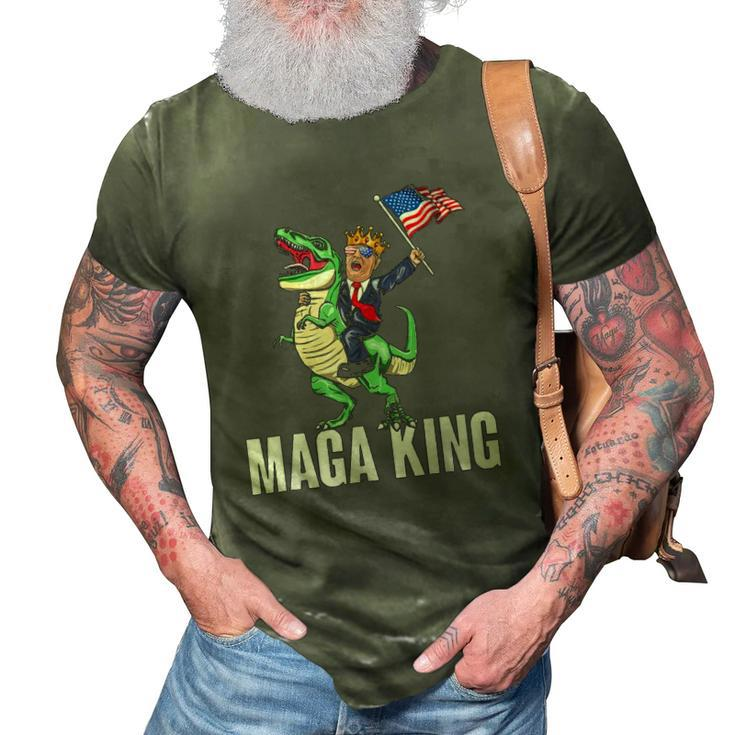 Maga King Trump Riding Dinosaur 3D Print Casual Tshirt