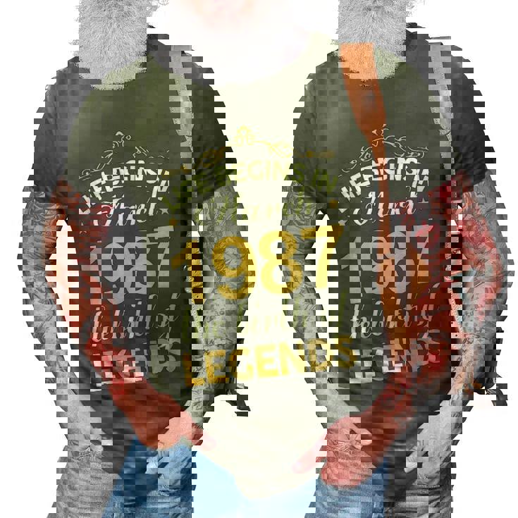 March 1987 Birthday   Life Begins In March 1987 V2 3D Print Casual Tshirt