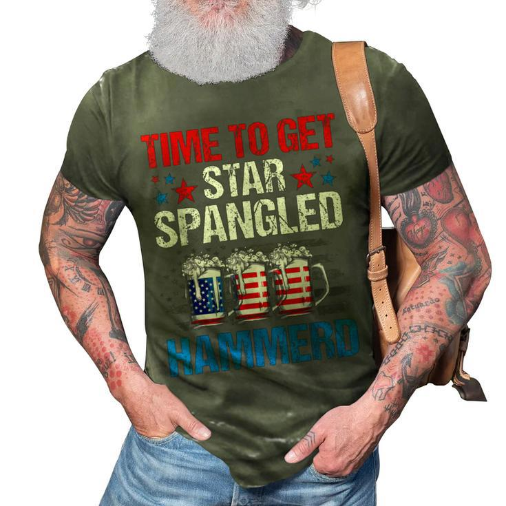 Mb35 Time To Get Star Spangled Hammered 4Th July Beer Lover  3D Print Casual Tshirt
