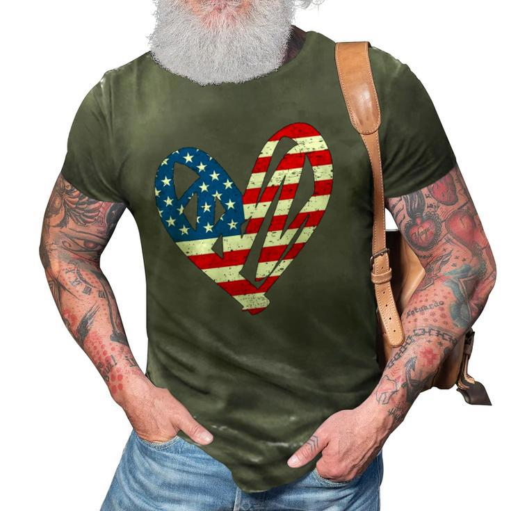 Memorial Day & 4Th July Partiotic Heart Mens & Womens 3D Print Casual Tshirt