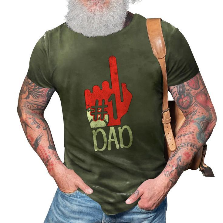 Mens 1 Dad Baseball Player Vintage Baseball Daddy 3D Print Casual Tshirt