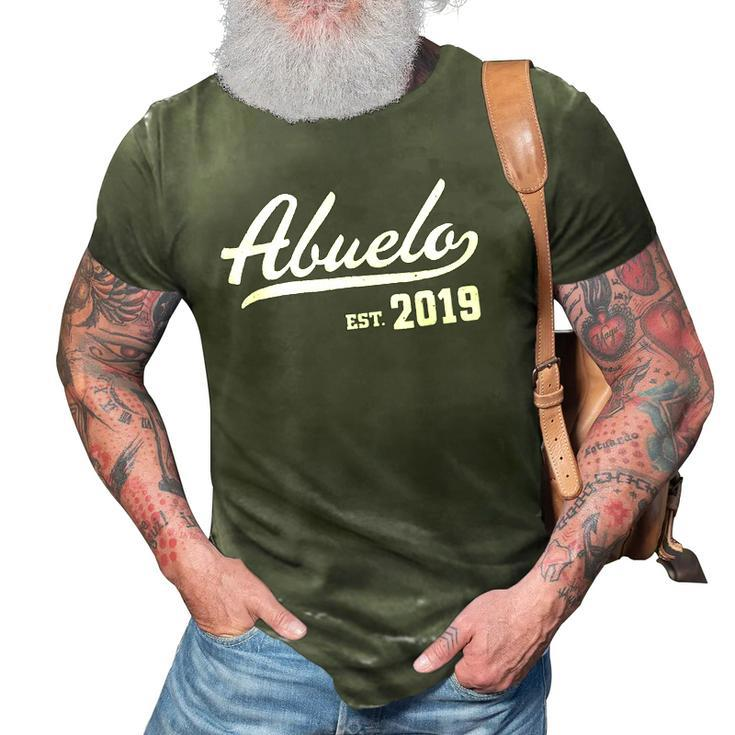 Mens Abuelo Est 2019 Distressed 3D Print Casual Tshirt