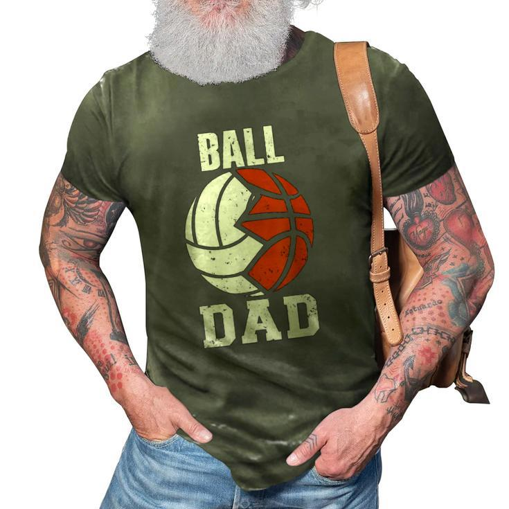 Mens Ball Dad Funny Volleyball Basketball Dad 3D Print Casual Tshirt
