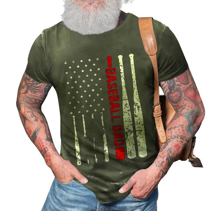 Mens Baseball Dad - Dad And Son - American Flag 4Th Of July  3D Print Casual Tshirt