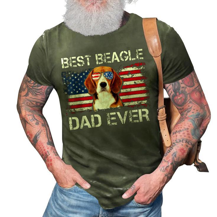 Mens Best Beagle Dad Ever American Flag Fathers Day 4Th Of July  3D Print Casual Tshirt