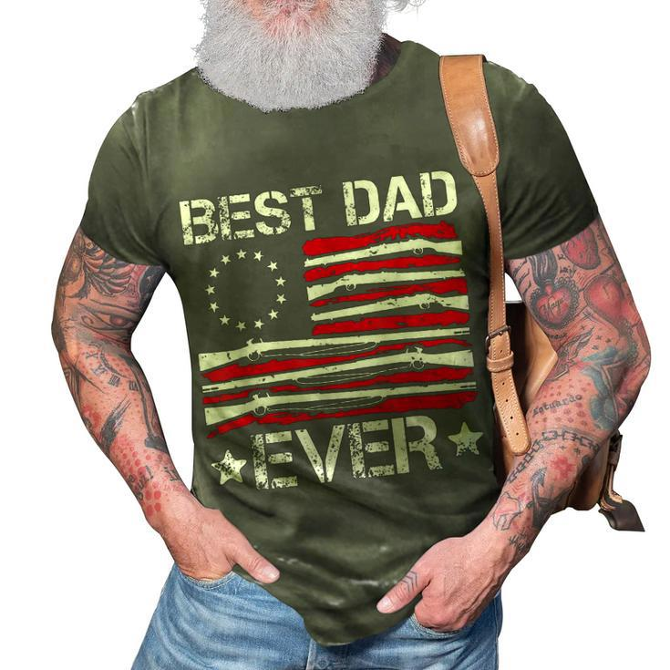Mens Best Dad Ever Gun Rights American Flag Daddy 4Th Of July  3D Print Casual Tshirt