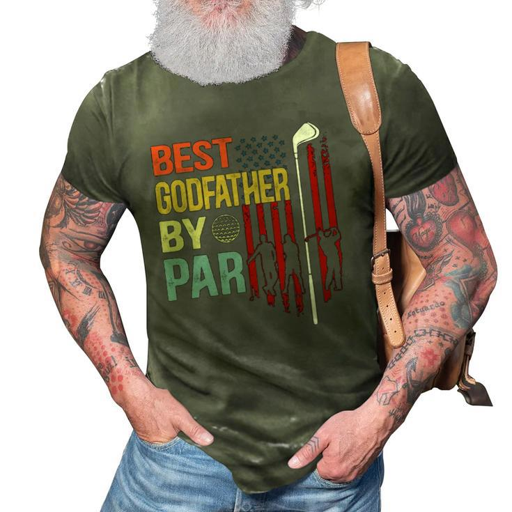 Mens Best Godfather By Par Flag  Fathers Day Golfing 3D Print Casual Tshirt