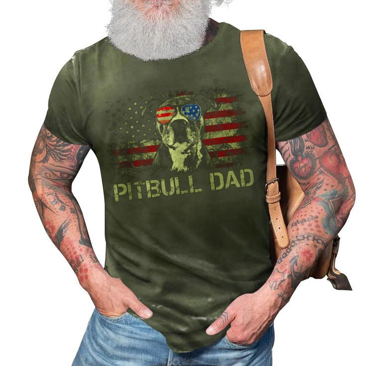 Mens Best Pitbull Dad Ever Patriotic American Flag 4Th Of July V2 3D Print Casual Tshirt