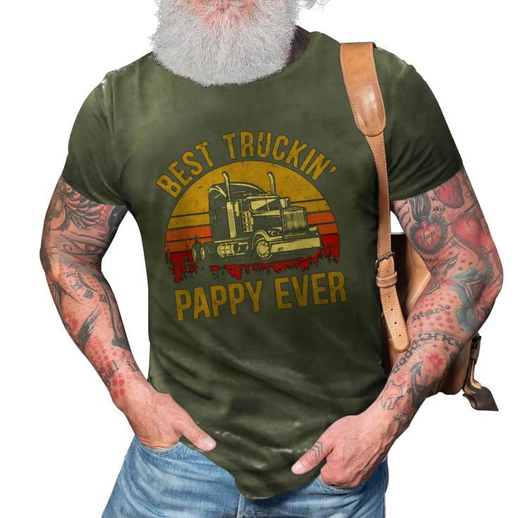Mens Best Truckin Pappy Ever Big Rig Trucker Fathers Day 3D Print Casual Tshirt